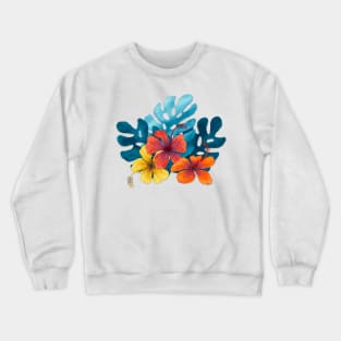 Tropical Hibiscus flowers Crewneck Sweatshirt